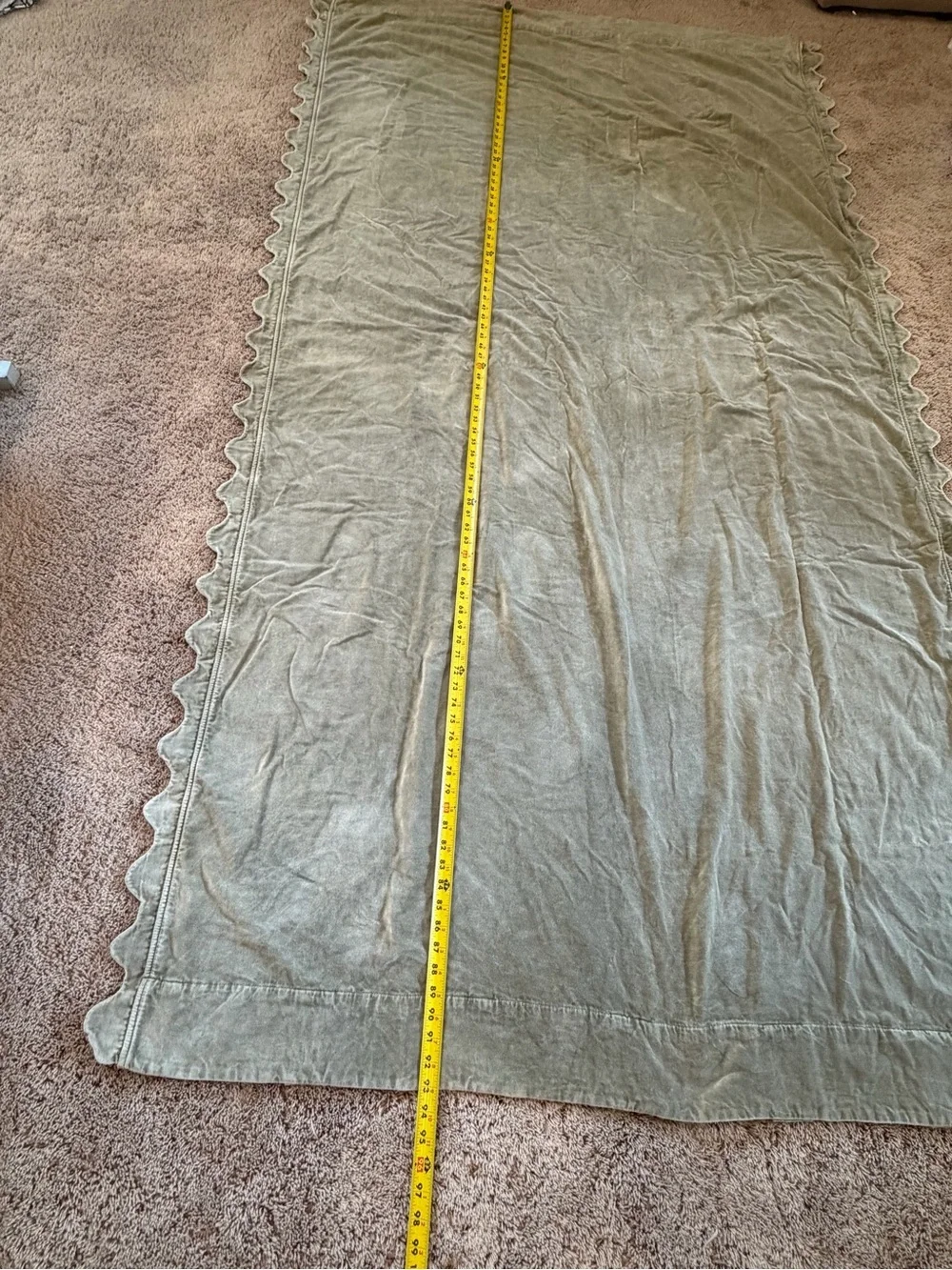 Anthropologie trova scalloped edge velvet curtain panel Olive green
